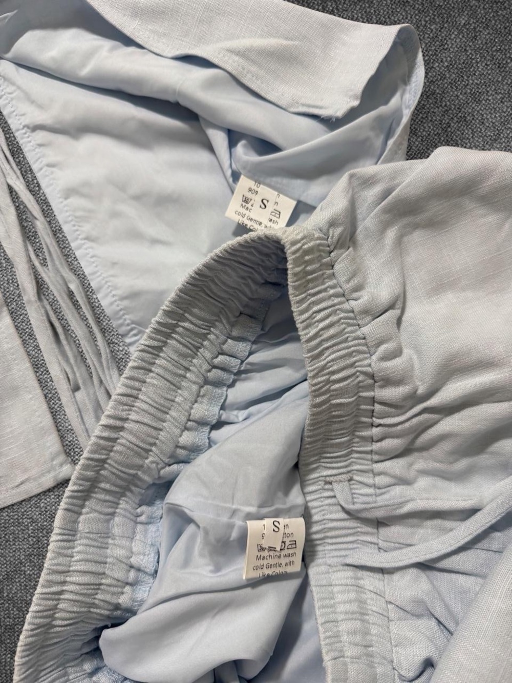 Women’s Light Blue Linen Blend Halter Top And Shorts Two Piece Set Size Small - Picture 6 of 8